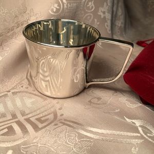 Tiffany-Style Sterling Baby Cup w/Art Deco Scroll Bracket Handle